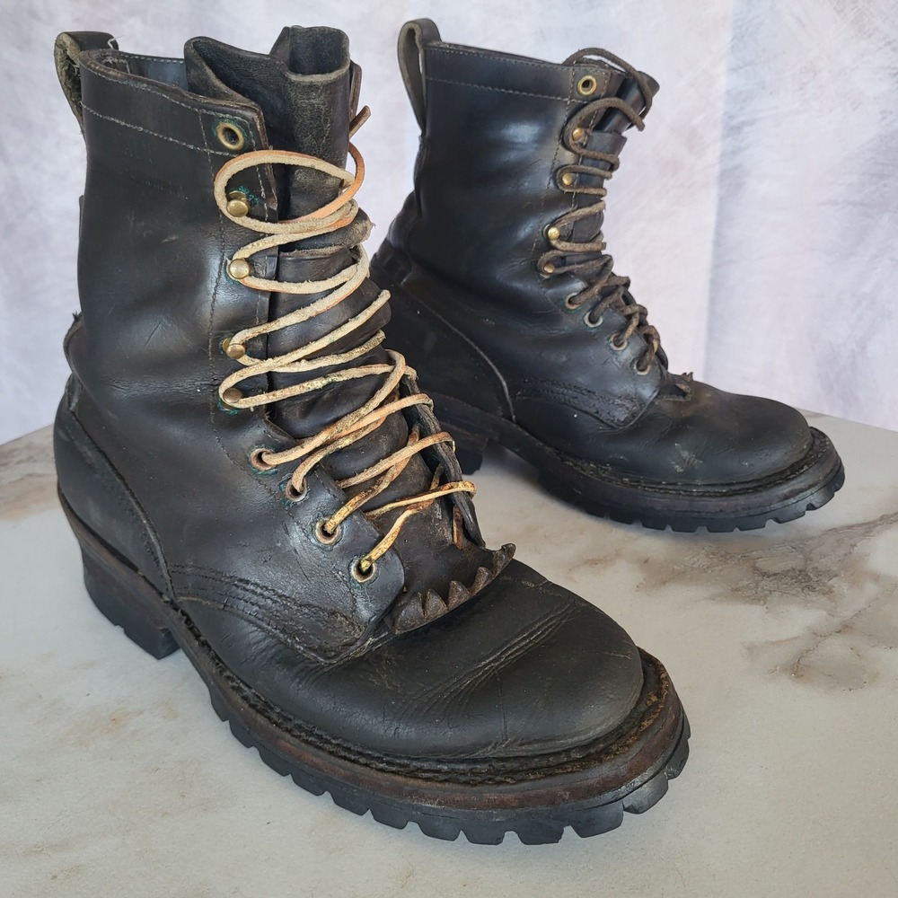 Whites Logger Boots Size 7 E Black * Torn Tongue